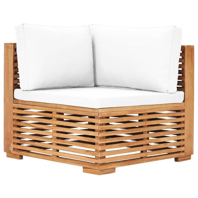 Dealsmate  Garden Corner Sofa with Cream Cushion Solid Teak Wood