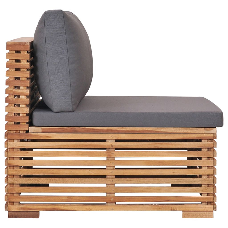 Dealsmate  Garden Middle Sofa with Grey Cushion Solid Teak Wood