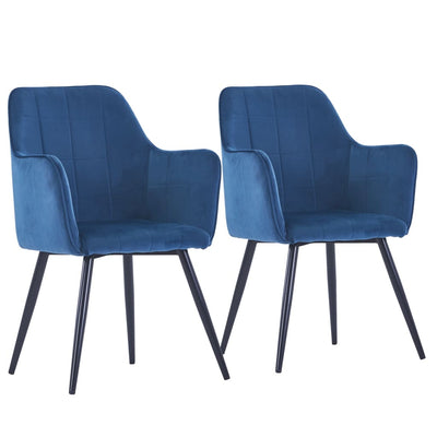 Dealsmate  Dining Chairs 2pcs Blue Velvet