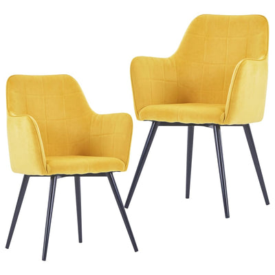 Dealsmate  Dining Chairs 2 pcs Yellow Velvet