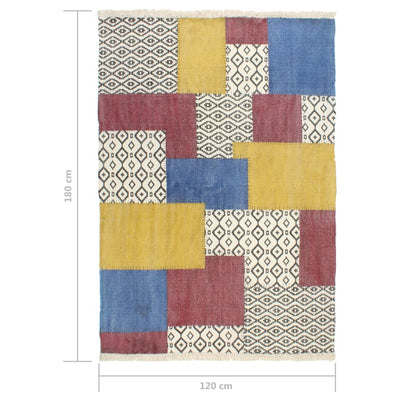 Dealsmate  Handwoven Kilim Rug Cotton 120x180 cm Printed Multicolour