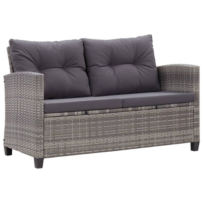 Dealsmate  2-Seater Garden Sofa with Cushions Grey 124 cm Poly Rattan