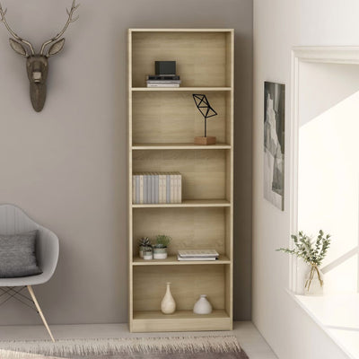 Dealsmate  5-Tier Book Cabinet Sonoma Oak 60x24x175 cm Engineered Wood