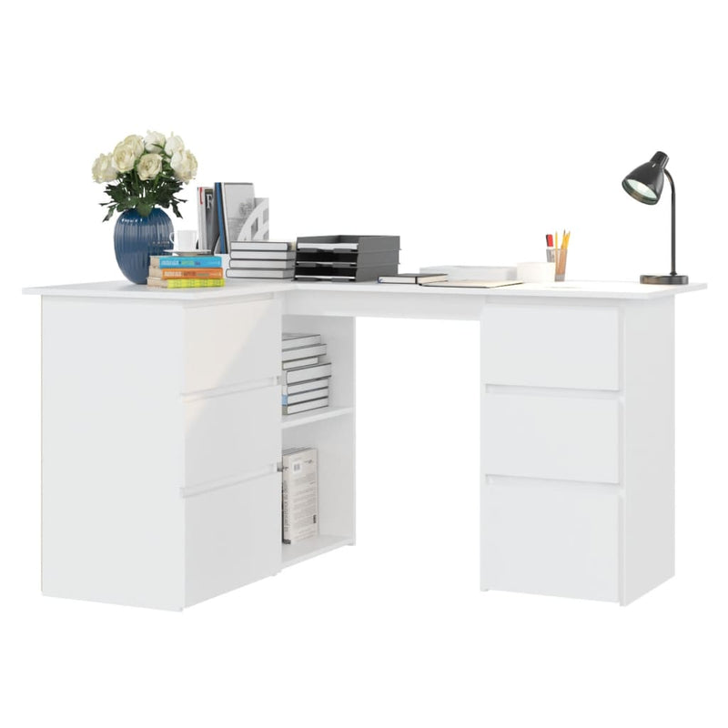 Dealsmate  Corner Desk White 145x100x76 cm Engineered Wood