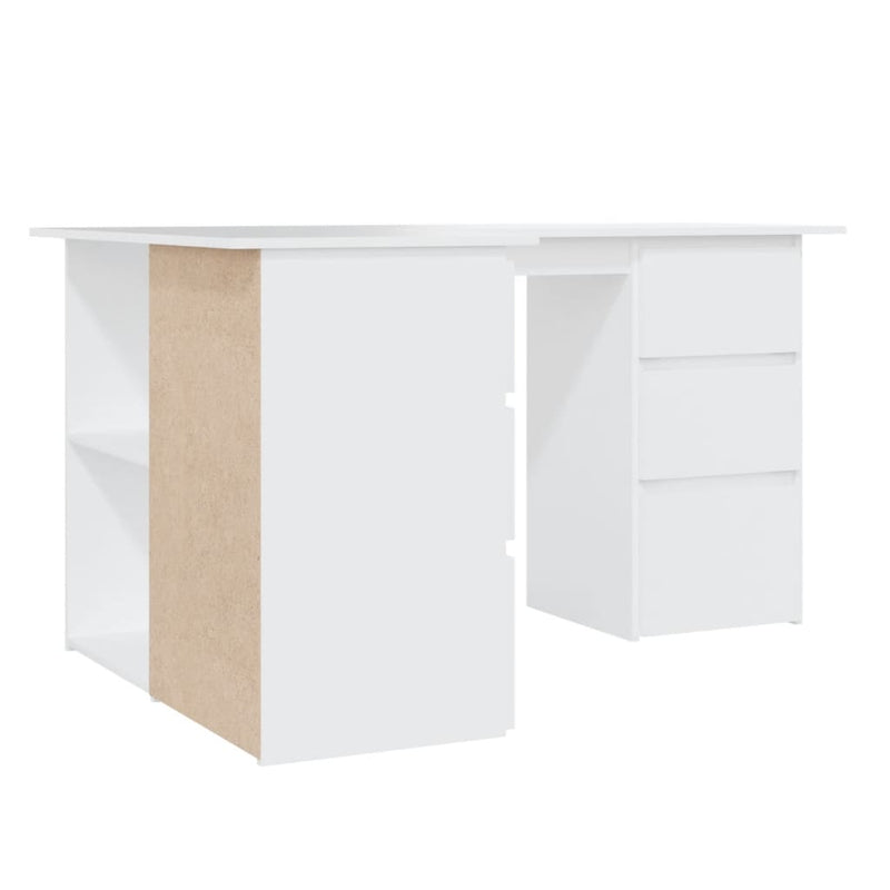 Dealsmate  Corner Desk White 145x100x76 cm Engineered Wood