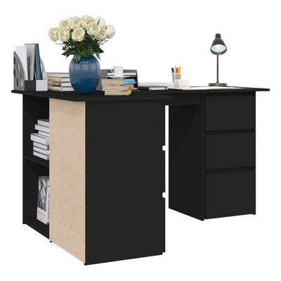 Dealsmate  Corner Desk Black 145x100x76 cm Engineered Wood
