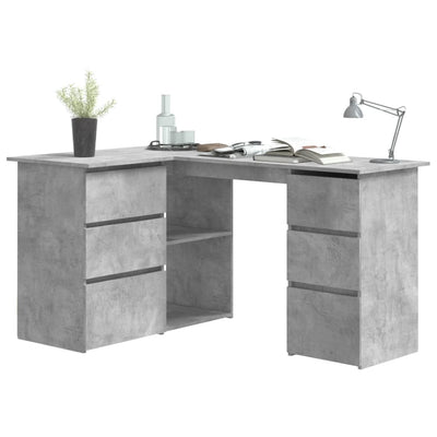 Dealsmate  Corner Desk Concrete Grey 145x100x76 cm Engineered Wood