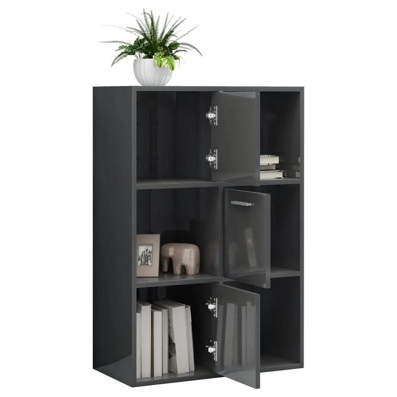 Dealsmate  Storage Cabinet High Gloss Grey 60x29.5x90 cm Engineered Wood