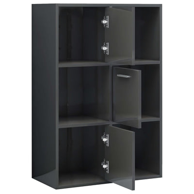 Dealsmate  Storage Cabinet High Gloss Grey 60x29.5x90 cm Engineered Wood