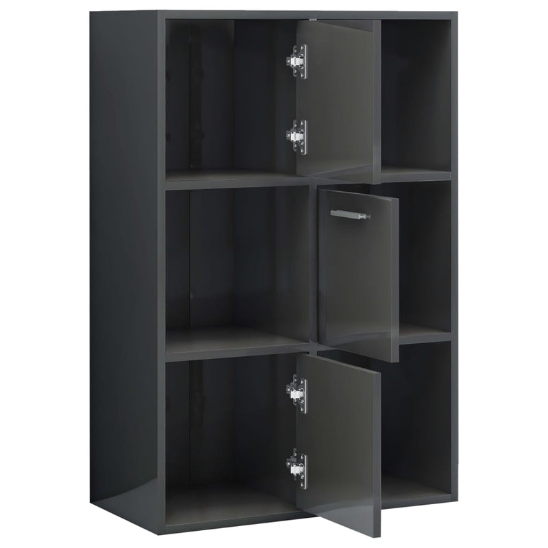 Dealsmate  Storage Cabinet High Gloss Grey 60x29.5x90 cm Engineered Wood