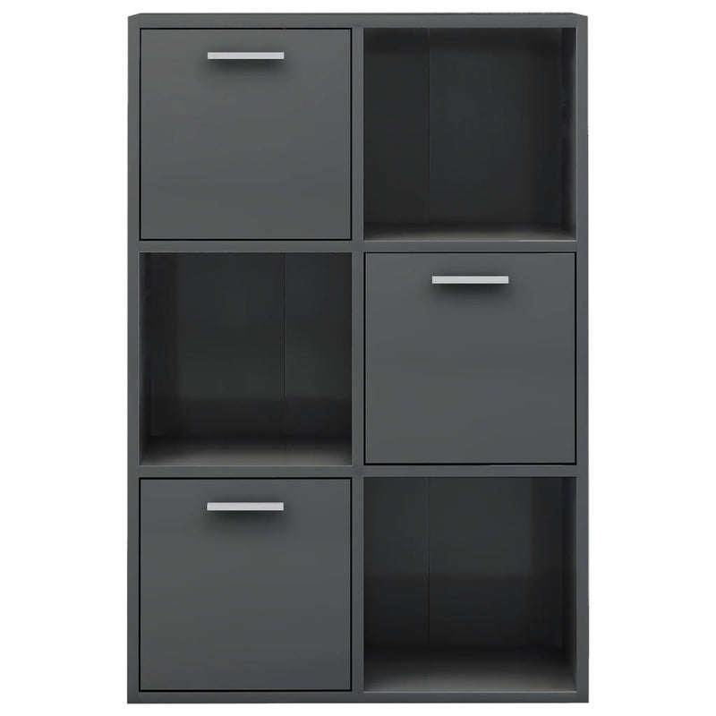 Dealsmate  Storage Cabinet High Gloss Grey 60x29.5x90 cm Engineered Wood