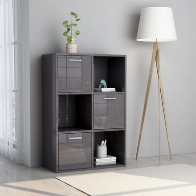 Dealsmate  Storage Cabinet High Gloss Grey 60x29.5x90 cm Engineered Wood