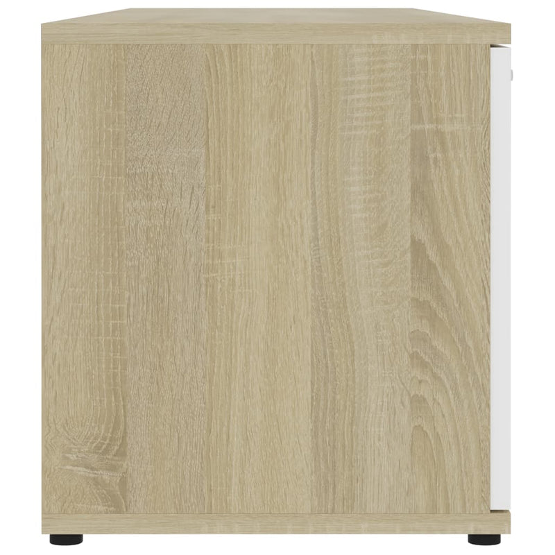 Dealsmate  TV Cabinet White and Sonoma Oak 120x34x37 cm Chipboard