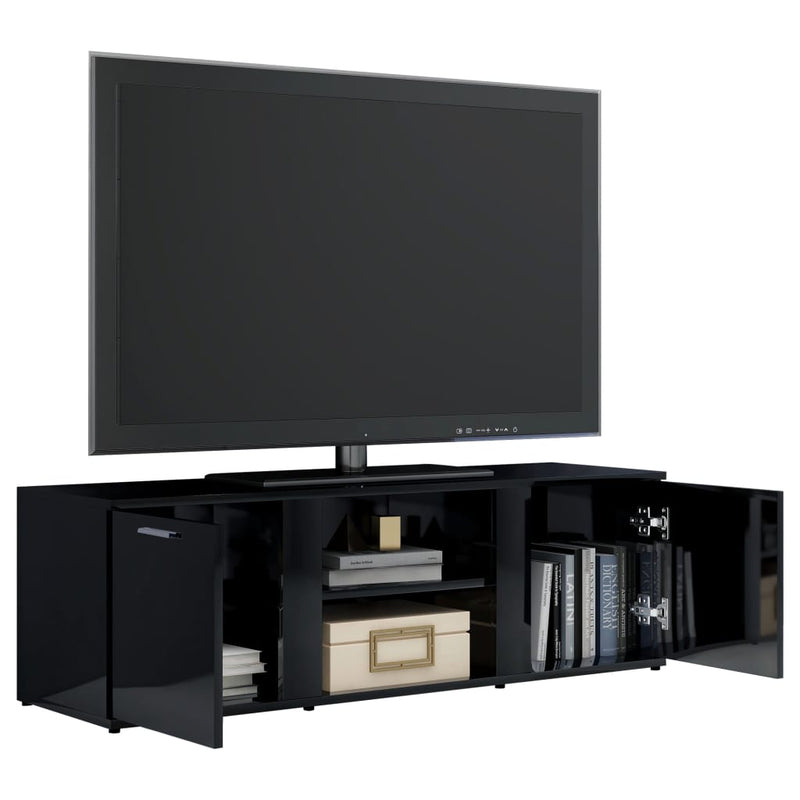 Dealsmate  TV Cabinet High Gloss Black 120x34x37 cm Engineered Wood