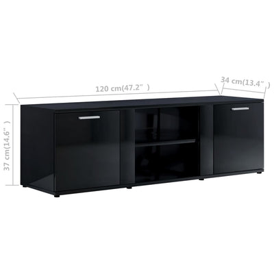 Dealsmate  TV Cabinet High Gloss Black 120x34x37 cm Engineered Wood