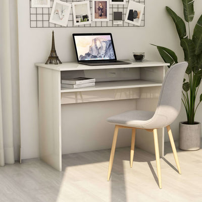 Dealsmate  Desk High Gloss White 90x50x74 cm Engineered Wood
