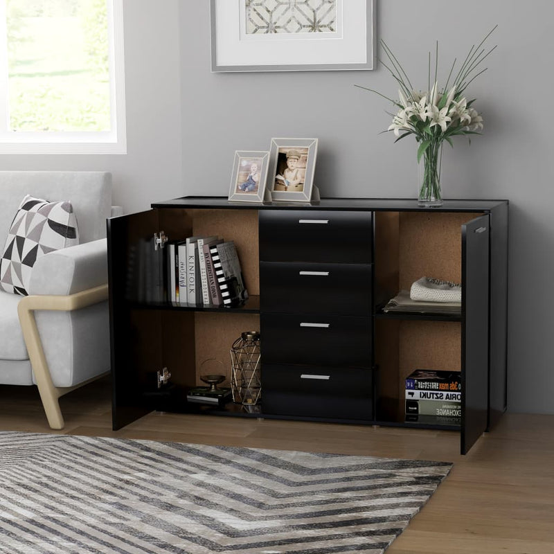 Dealsmate  Sideboard Black 120x35.5x75 cm Chipboard
