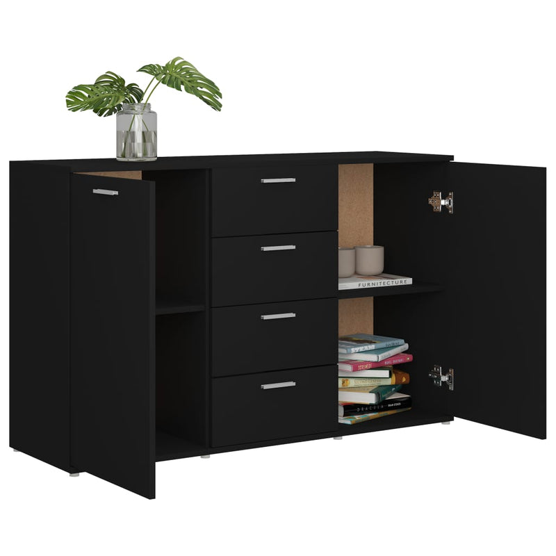 Dealsmate  Sideboard Black 120x35.5x75 cm Chipboard