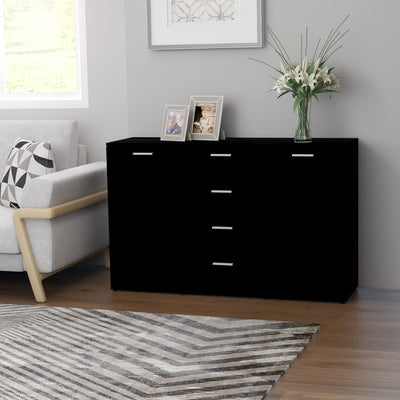 Dealsmate  Sideboard Black 120x35.5x75 cm Chipboard