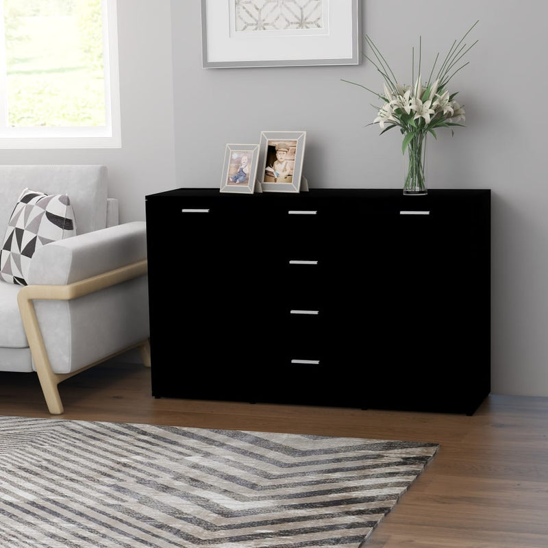 Dealsmate  Sideboard Black 120x35.5x75 cm Chipboard