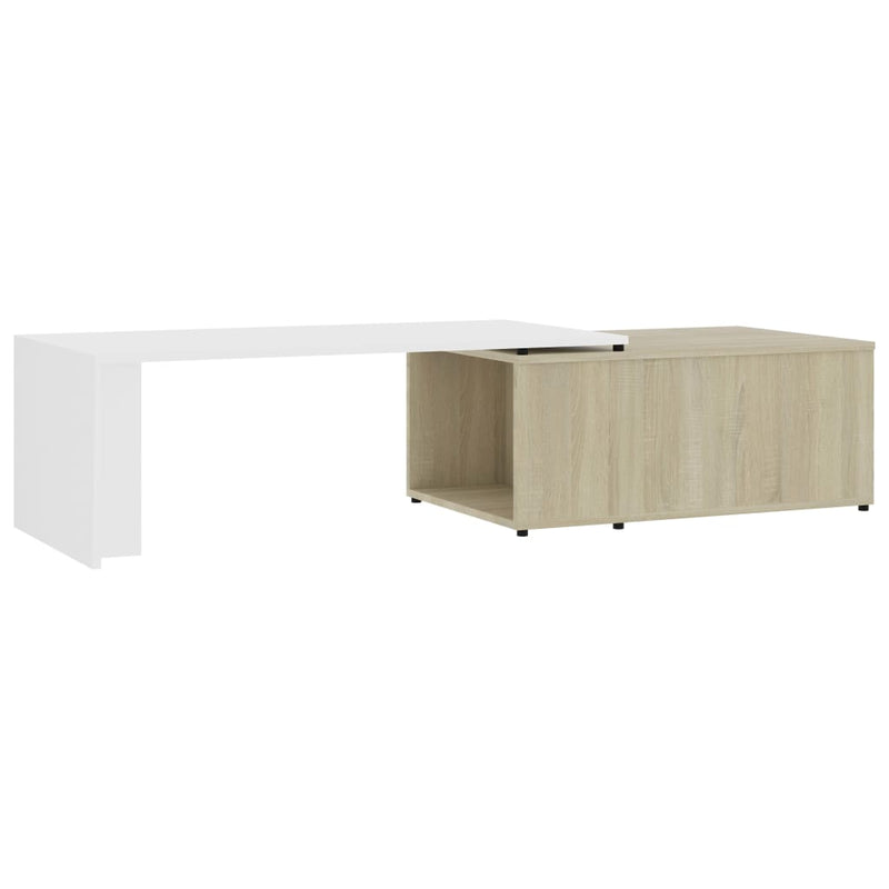 Dealsmate  Coffee Table White and Sonoma Oak 150x50x35 cm Engineered Wood