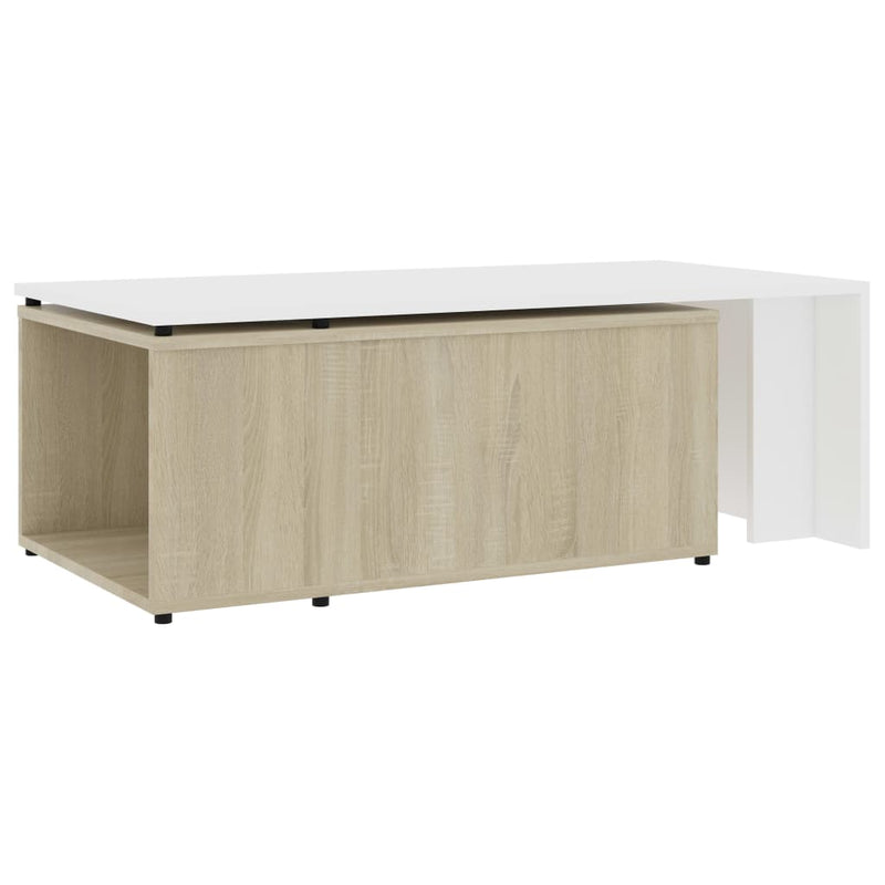 Dealsmate  Coffee Table White and Sonoma Oak 150x50x35 cm Engineered Wood
