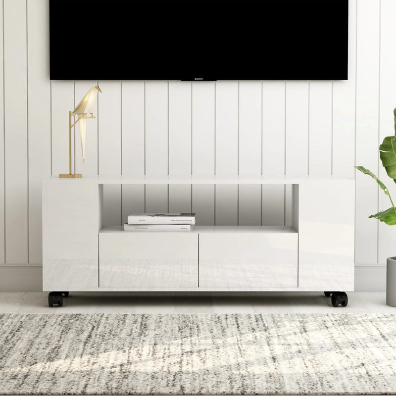Dealsmate  TV Cabinet High Gloss White 120x35x48 cm Engineered Wood