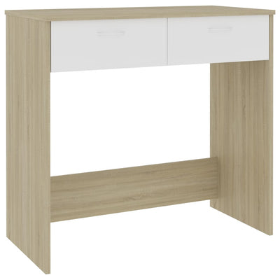 Dealsmate  Desk White and Sonoma Oak 80x40x75 cm Engineered Wood