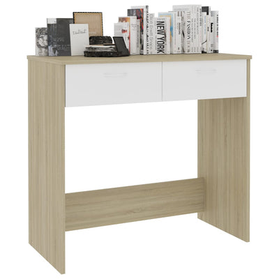 Dealsmate  Desk White and Sonoma Oak 80x40x75 cm Engineered Wood