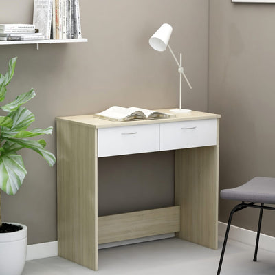 Dealsmate  Desk White and Sonoma Oak 80x40x75 cm Engineered Wood