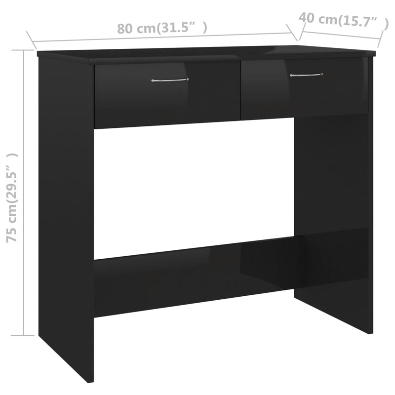 Dealsmate  Desk High Gloss Black 80x40x75 cm Engineered Wood