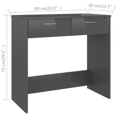 Dealsmate  Desk High Gloss Grey 80x40x75 cm Engineered Wood