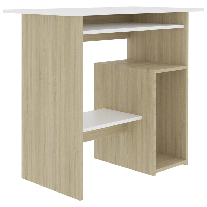 Dealsmate  Desk White and Sonoma Oak 80x45x74 cm Engineered Wood
