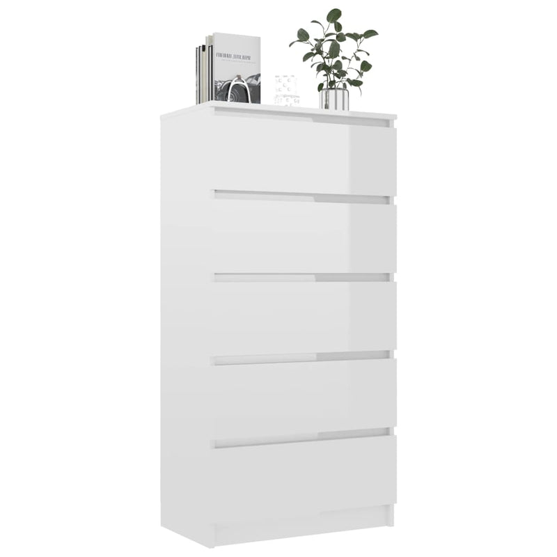 Dealsmate  Drawer Sideboard High Gloss White 60x35x121 cm Chipboard