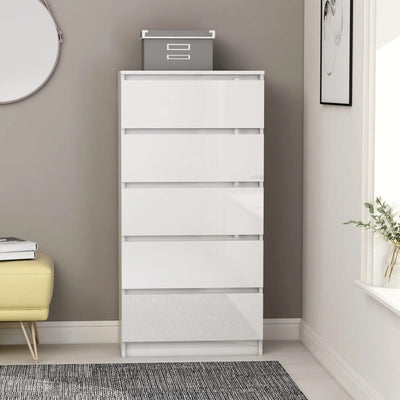 Dealsmate  Drawer Sideboard High Gloss White 60x35x121 cm Chipboard