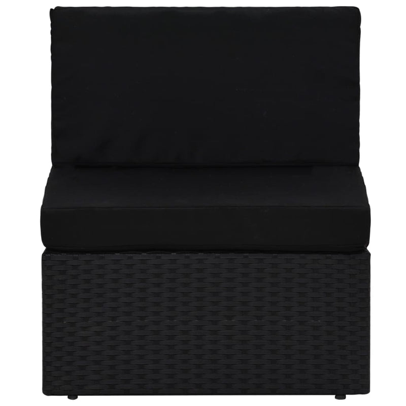 Dealsmate  Sectional Middle Sofa Poly Rattan Black