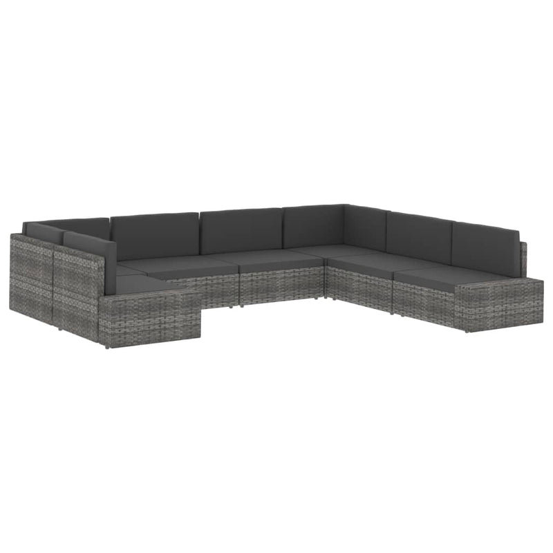 Dealsmate  Sectional Middle Sofa Poly Rattan Black