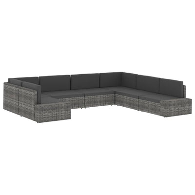 Dealsmate  Sectional Sofa 2-Seater Poly Rattan Black