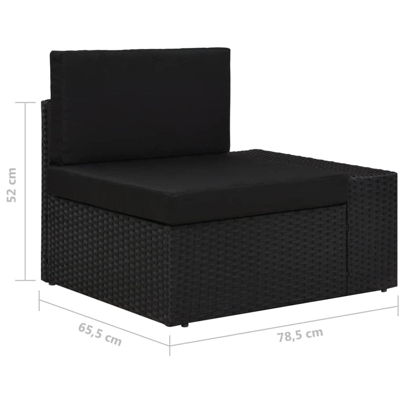 Dealsmate  Sectional Sofa 3-Seater Poly Rattan Black