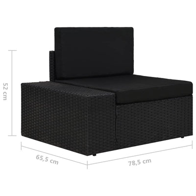Dealsmate  Sectional Sofa 3-Seater Poly Rattan Black