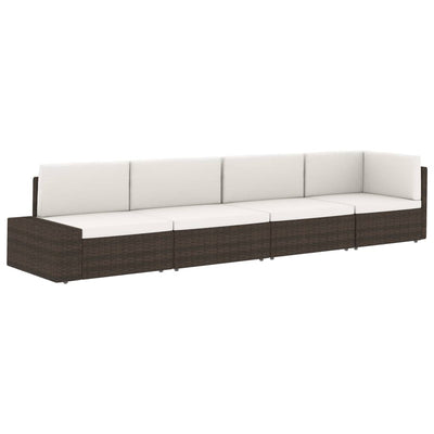 Dealsmate  Sectional Middle Sofa Poly Rattan Brown