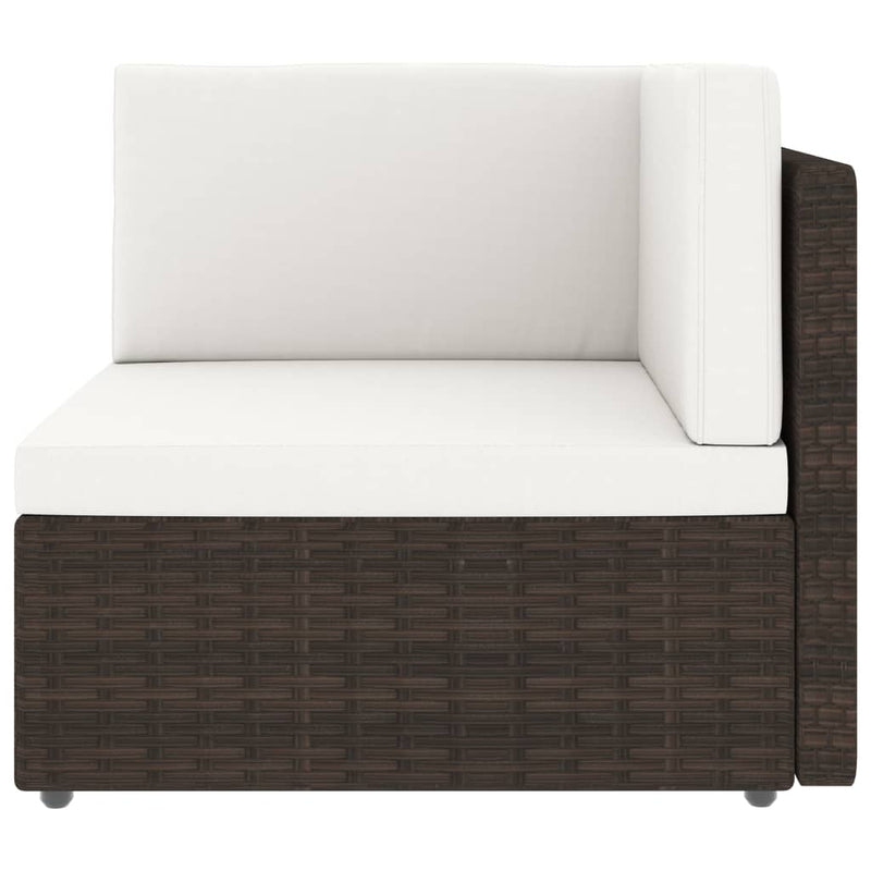 Dealsmate  Sectional Sofa 2-Seater Poly Rattan Brown