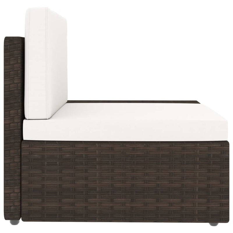 Dealsmate  Sectional Sofa 2-Seater Poly Rattan Brown