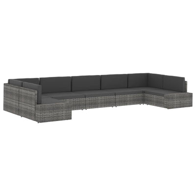 Dealsmate  Sectional Corner Sofa with Left Armrest Poly Rattan Grey