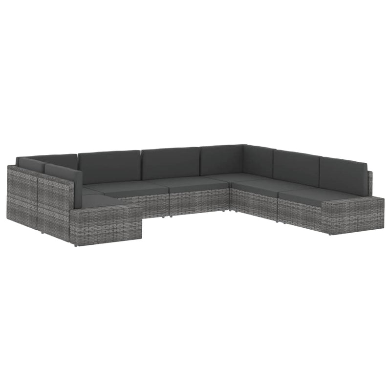 Dealsmate  Sectional Sofa 2-Seater Poly Rattan Grey