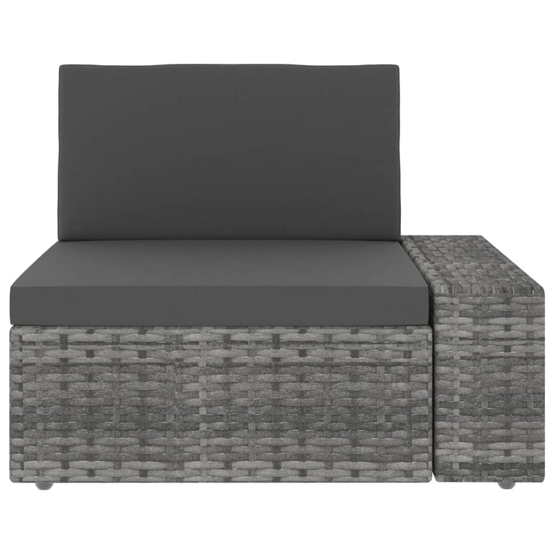 Dealsmate  Sectional Sofa 3-Seater Poly Rattan Grey