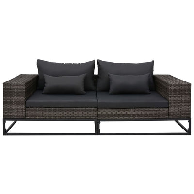Dealsmate  2 Piece Garden Sofa Set with Cushions Poly Rattan Grey