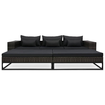 Dealsmate  5 Piece Garden Sofa Set with Cushions Poly Rattan Grey