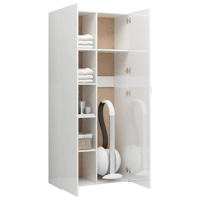 Dealsmate  Storage Cabinet High Gloss White 31.5"x14"x70.9" Chipboard