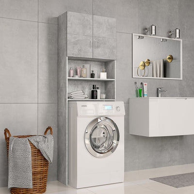 Dealsmate  Washing Machine Cabinet Concrete Grey 64x25.5x190 cm Chipboard